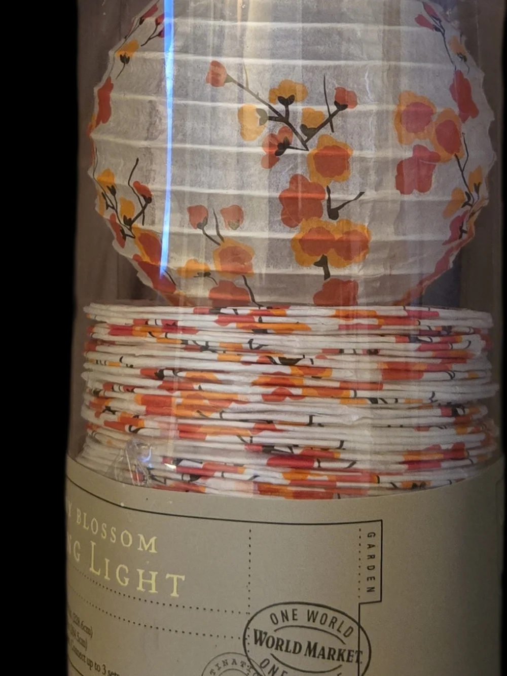 NWT World Market Cherry Blossom Paper Lantern String Lights (Set of 10)